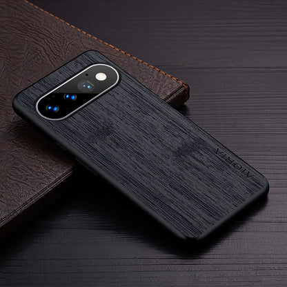 Google Pixel Natural Wood Grain Phone Case – Premium PU Leather with Raised Edge Protection for Screen & Camera