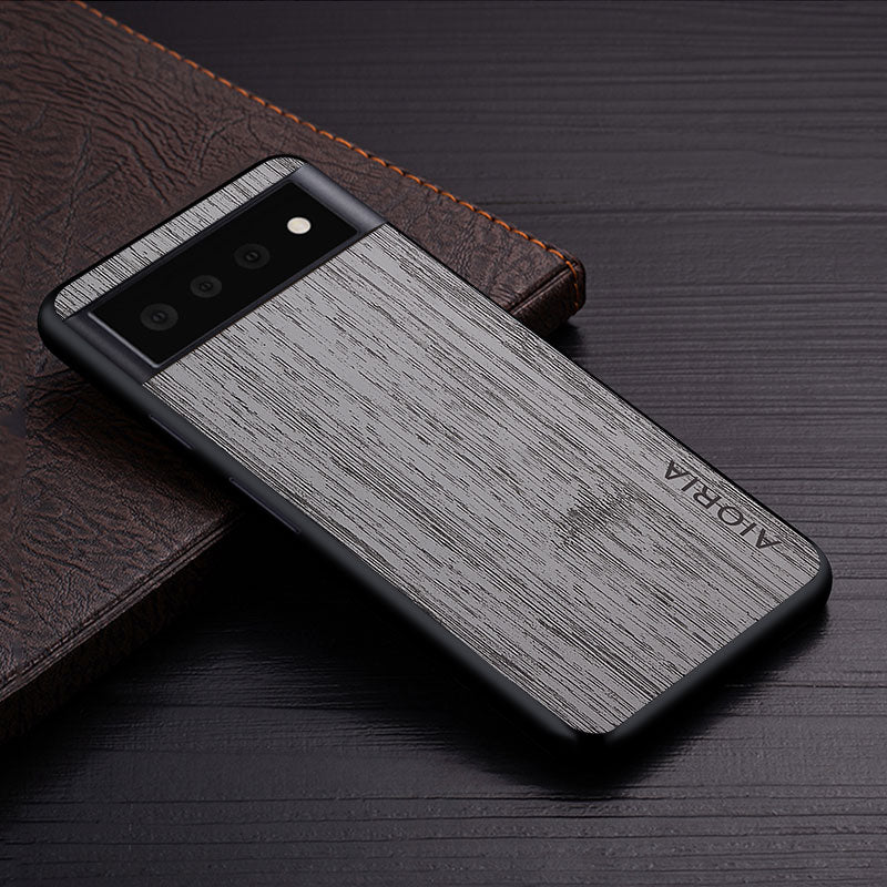 Google Pixel Natural Wood Grain Phone Case – Premium PU Leather with Raised Edge Protection for Screen & Camera