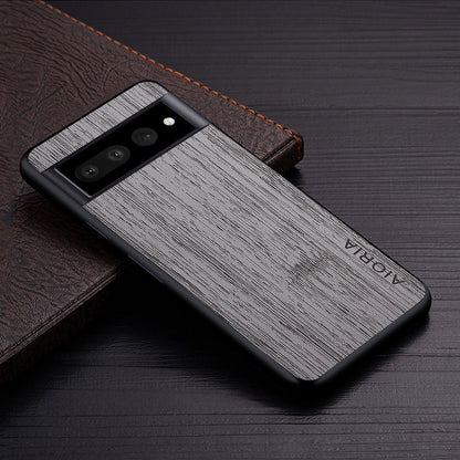 Google Pixel Natural Wood Grain Phone Case – Premium PU Leather with Raised Edge Protection for Screen & Camera