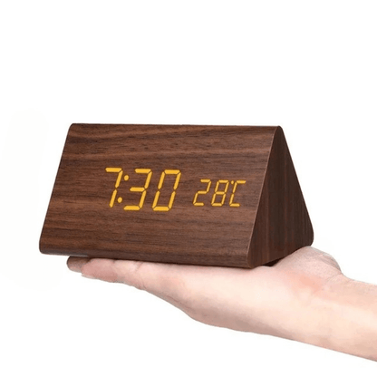 WoodSense | LED Wooden Clock with Voice Control & Adjustable Brightness | Elegant Time Display for Any Room