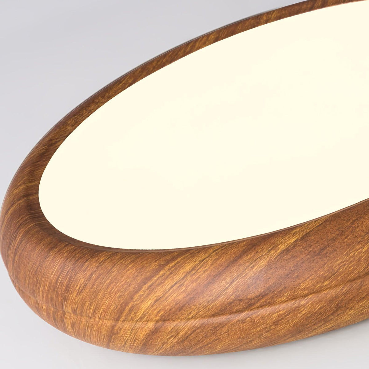LED Flush Mount Ceiling Fixture 20 in Walnut Finish for Bedroom Living Room Kitchen Low Profile Integrated Light Acrylic Diffuser Modern Min