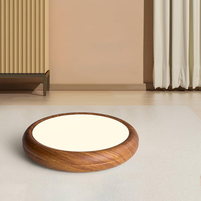 LED Flush Mount Ceiling Fixture 20 in Walnut Finish for Bedroom Living Room Kitchen Low Profile Integrated Light Acrylic Diffuser Modern Min
