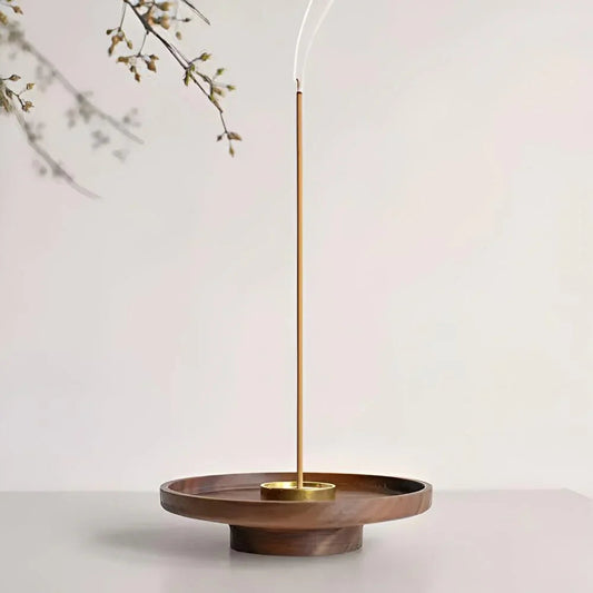 Wooden Incense Holder with Copper Insert, Ash Catching Bowl, Ideal for Incense Sticks and Cones, Meditation and Ritual Use