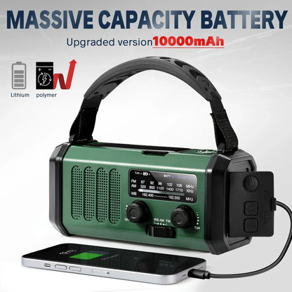 Hand Crank Solar Emergency Radio with Flashlight & Power Bank for Camping Hiking Outdoor Survival Preparedness Backup