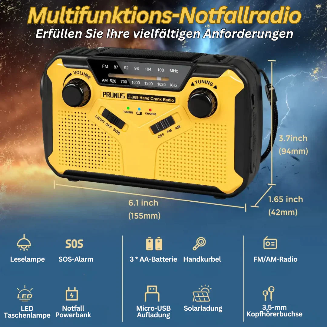 Radio portátil AM FM, radio de emergencia con panel solar, radio de manivela con banco de energía solar y linterna LED
