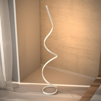 Sculptural Spiral LED Standing Lamp 52 inches Adjustable Brightness Aluminum Contemporary Living Room Bedroom Home Office Remote Dimmable