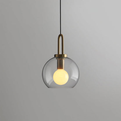 Glass Globe Hanging Light Fixture with Adjustable Cord for Dining Room Kitchen Island Bedroom Modern Minimalist Ceiling Pendant Lamp
