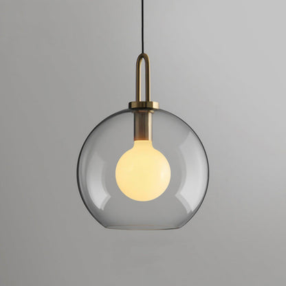 Glass Globe Hanging Light Fixture with Adjustable Cord for Dining Room Kitchen Island Bedroom Modern Minimalist Ceiling Pendant Lamp