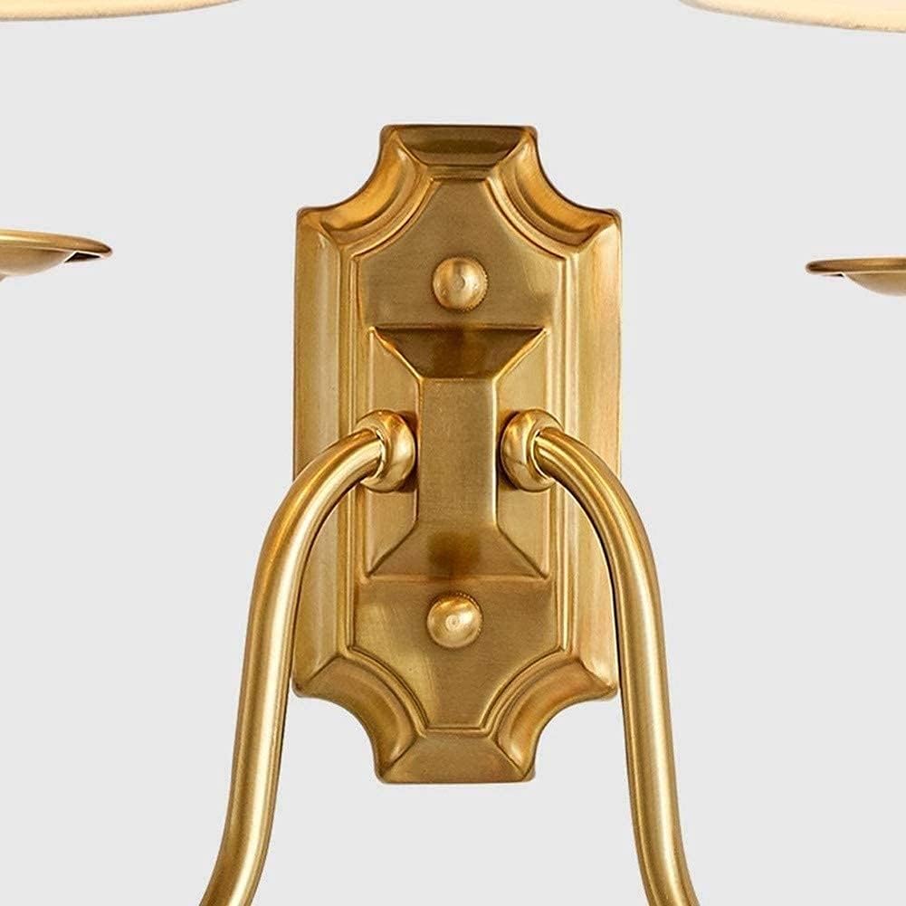Fabric Sconce with Two Arms for Bedroom & Living Room – Brass Finish, Soft White Shades, E12/E14 Socket, Hardwired, 110-120V, Covers 54-108
