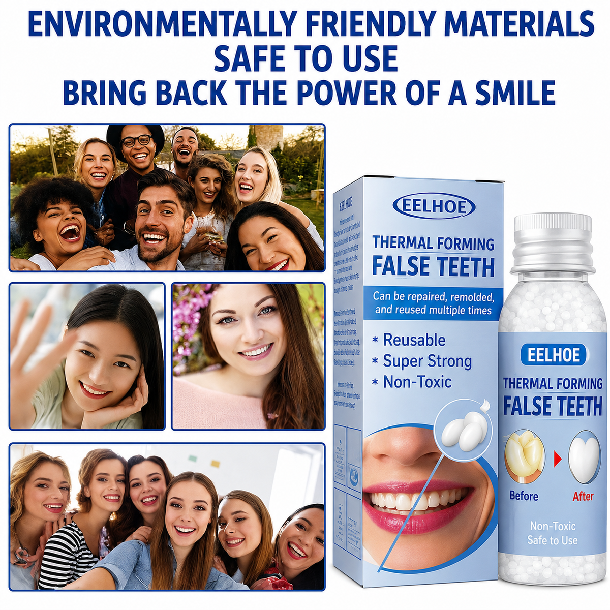 Temporary Tooth Repair Kit for Chipped Gaps Missing Teeth at Home Moldable Resin Filler Natural White Cosmetic Dental Fix Adults Kids Senior