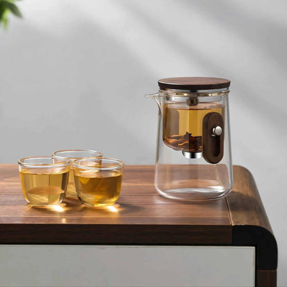 Portable Glass Tea Infuser Set with Case 11 fl oz Borosilicate Teapot Cups for Camping Hiking Travel Office Loose Leaf Brewing Kit