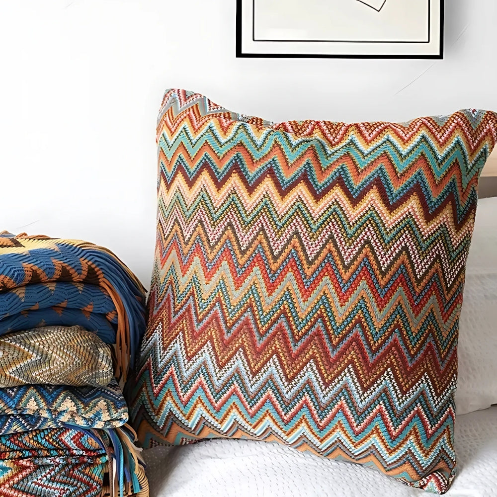 Zara Cushion Cover - Zigzag Knit, Soft Microfiber