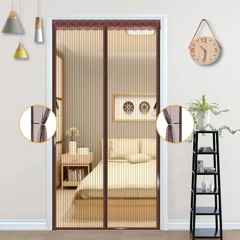 Walk-Through Screen Door with Self-Closing Magnets Black Mesh 83 in x 39 in for Entryways Patios Kitchens Bug Protection