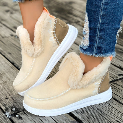 Women's Plush-Lined Slippers – Non-Slip Indoor House Shoes with Cozy Fleece for Winter Warmth & Everyday Comfort at Home