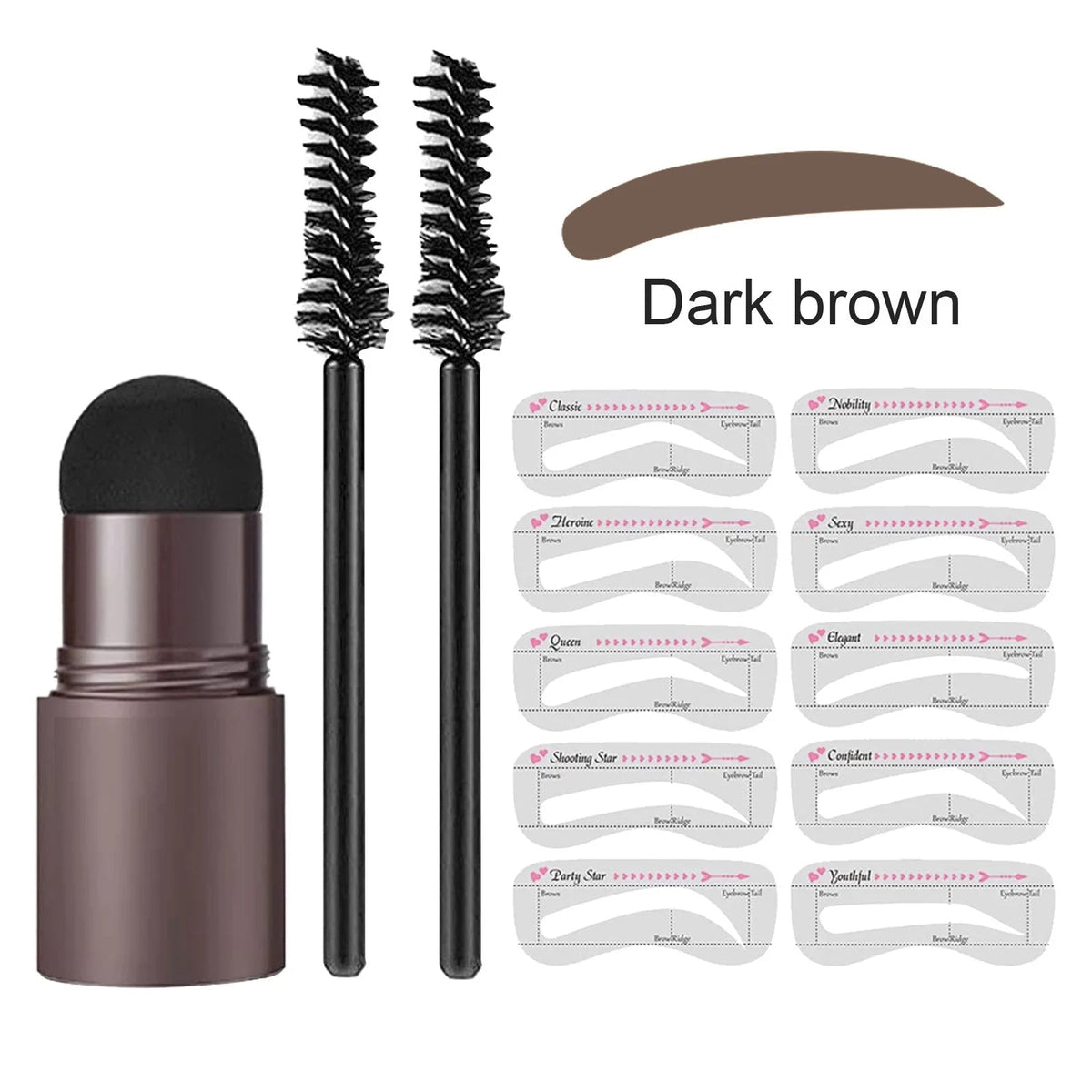 Eyebrow Stamp & Stencil Styling Kit – Quick Shape & Fill Tool for Natural Looking Arches, Includes Multiple Shades & Templates for