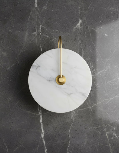 Circular Wall Sconce with Natural Stone & Energy-Efficient LED for Living Room, Bedroom, Hallway