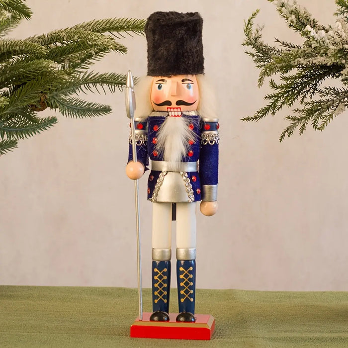 Wooden Nutcracker Soldier Figurine - Hand-Painted Holiday Decor for Mantel, Windowsill & Christmas Display