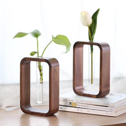 Wood + Glass Plant Vase