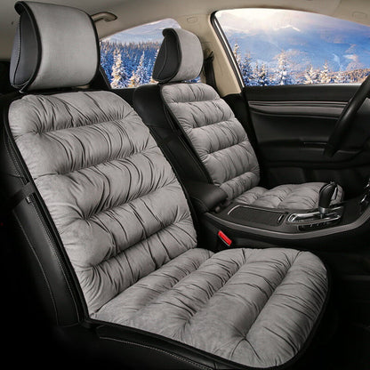 Plush Quilted Auto Seat Protector Pad with Headrest Cover Gray Beige Coffee Black for Front Bucket Seats SUV Truck