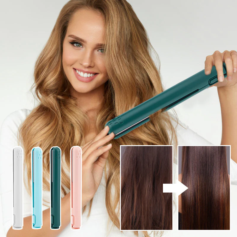 Compact USB Hair Styling Iron for Curls and Straightening – 0.6 in Ceramic Barrel, Burn-Safe Design for Travel