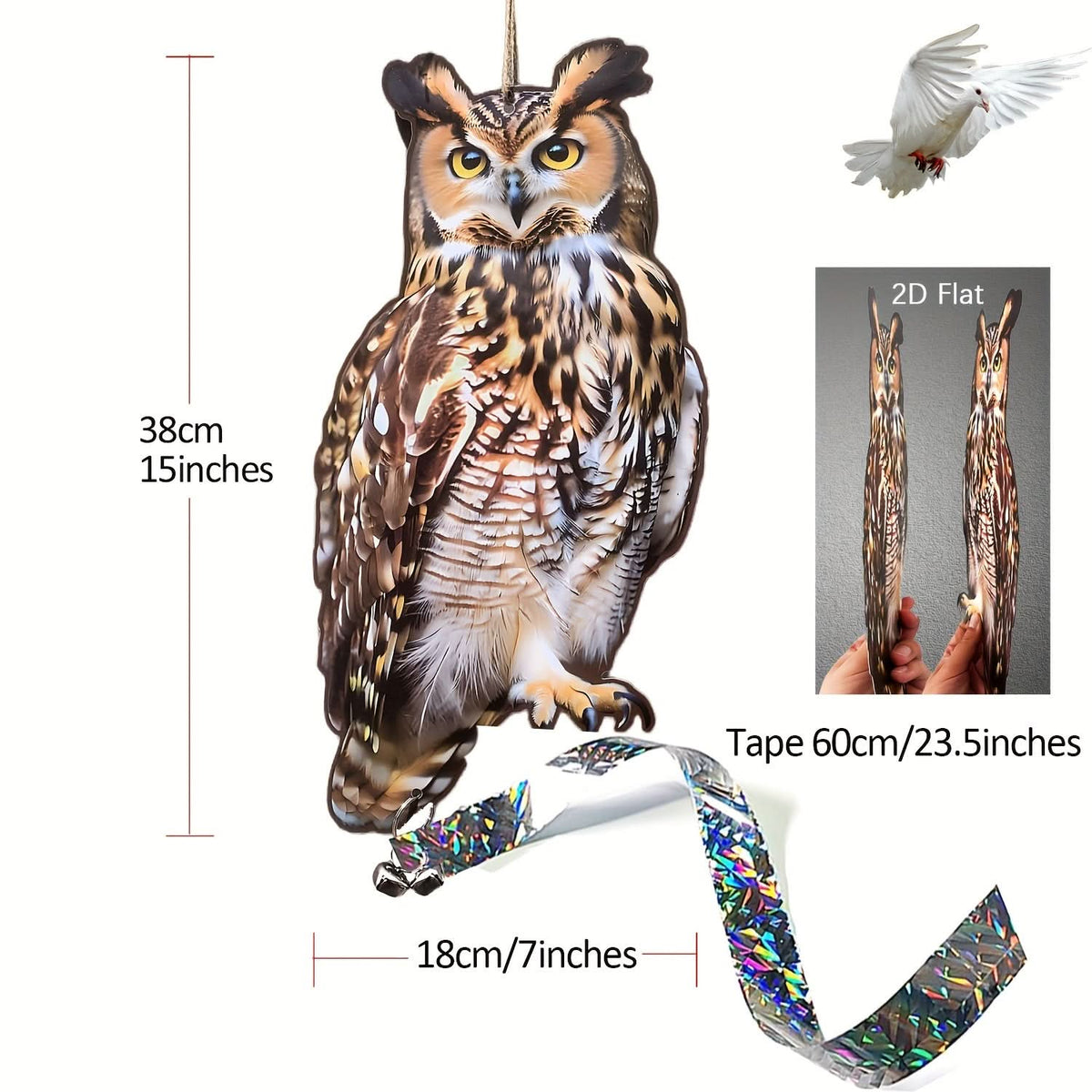 Señuelo decorativo de búho para exteriores para ahuyentar aves