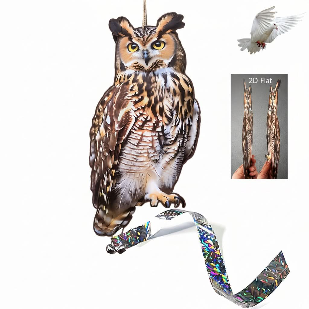 Señuelo decorativo de búho para exteriores para ahuyentar aves