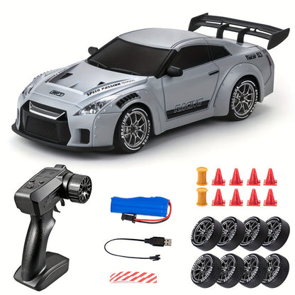 Mini Remote Control Drift Racer 4-Wheel Drive LED Glow Wheels 1:24 Scale Indoor Outdoor Track Racing Performance Car 2.4GHz Controller Recha