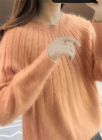 Luxe Cashmere Knit Sweater for Women – Soft Pullover Top for Fall & Winter, Versatile Everyday Layering Piece