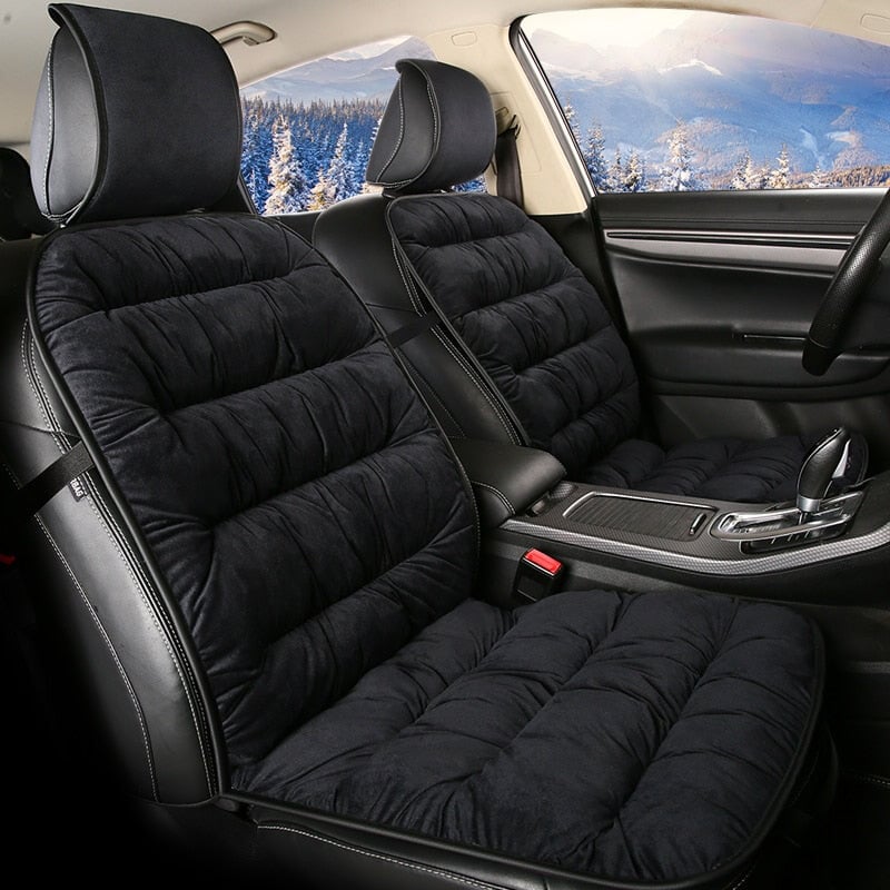 Plush Quilted Auto Seat Protector Pad with Headrest Cover Gray Beige Coffee Black for Front Bucket Seats SUV Truck