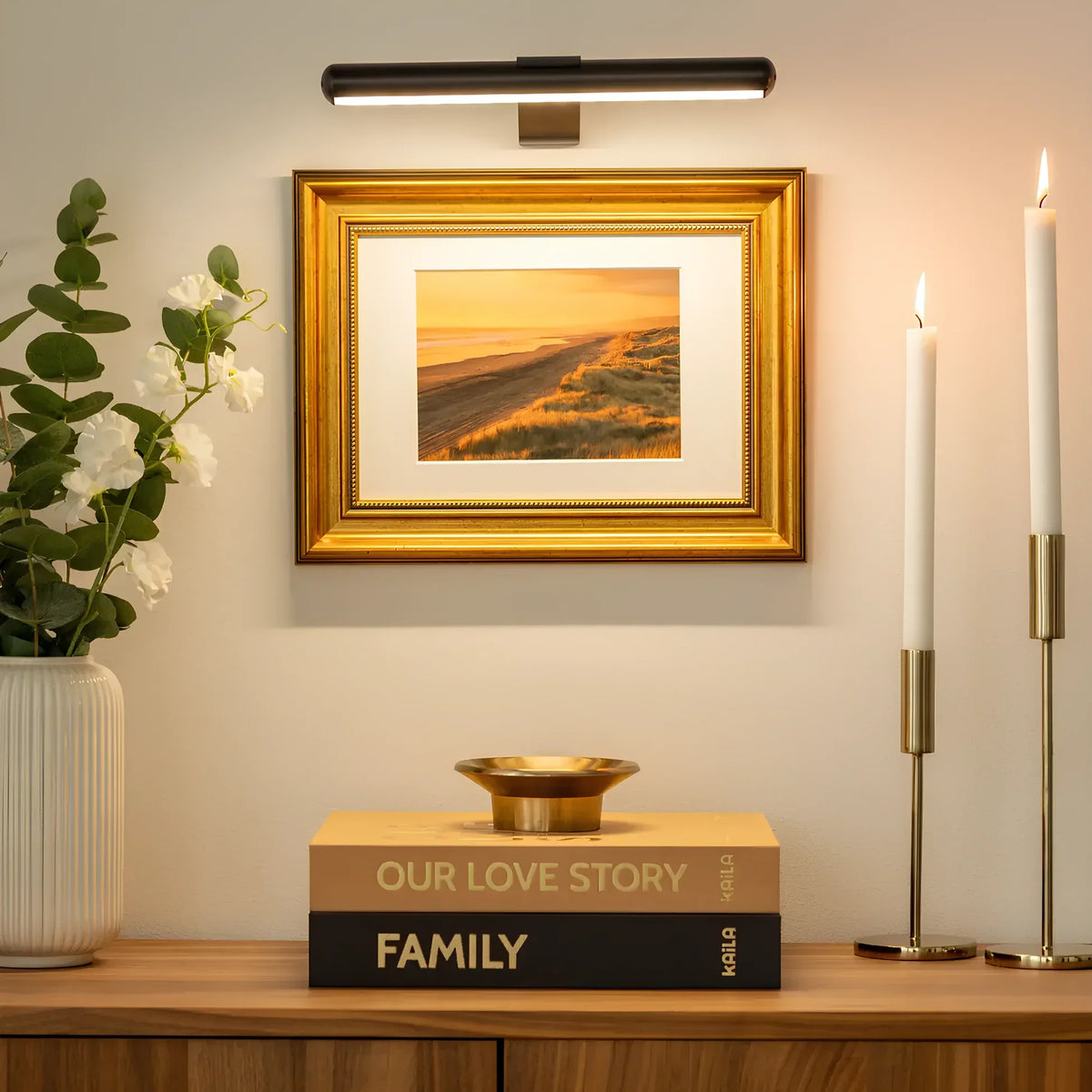 Wireless LED Picture Light with Dimmer & Remote – Swivel Head Art Illuminator for Wall Display