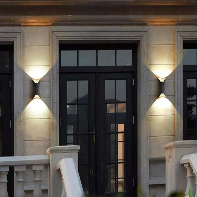 Architectural LED Sconce Fixture Up Down Light Metal Weatherproof Exterior for Entrance Patio Porch Driveway Terrace Modern Minimalist Ambie