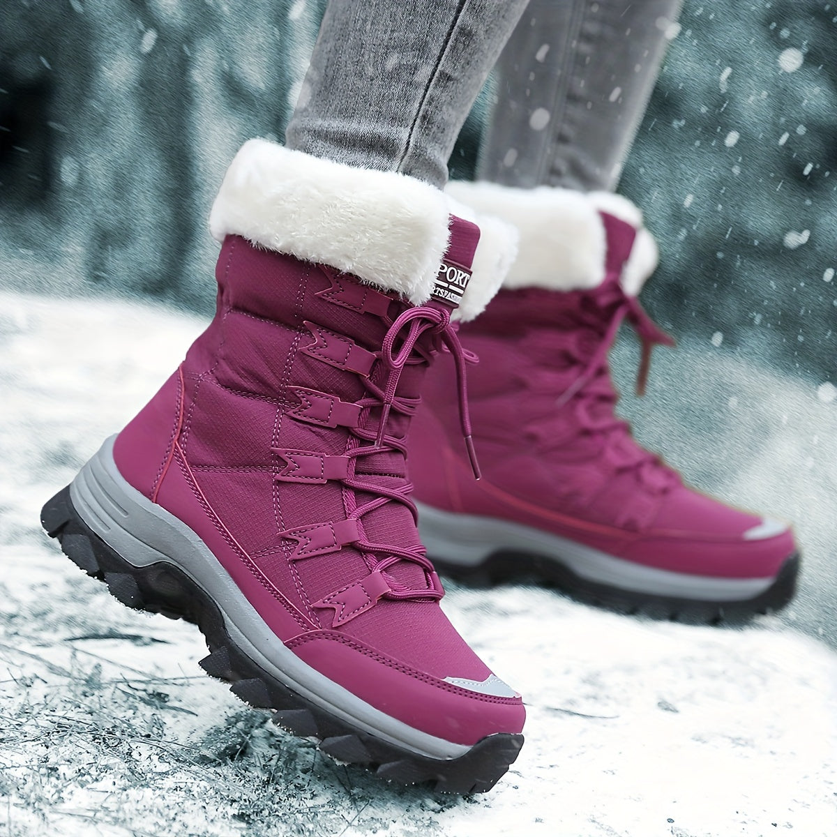 Women's Insulated Winter Boots – Warm Lined Cold-Weather Footwear with Anti-Slip Tread for Snow & Ice