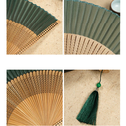Silk Bamboo Hand Fan – Folding Oriental Style Accessory for Weddings, Parties & Summer Cooling – Lightweight Portable Fan with Elegant