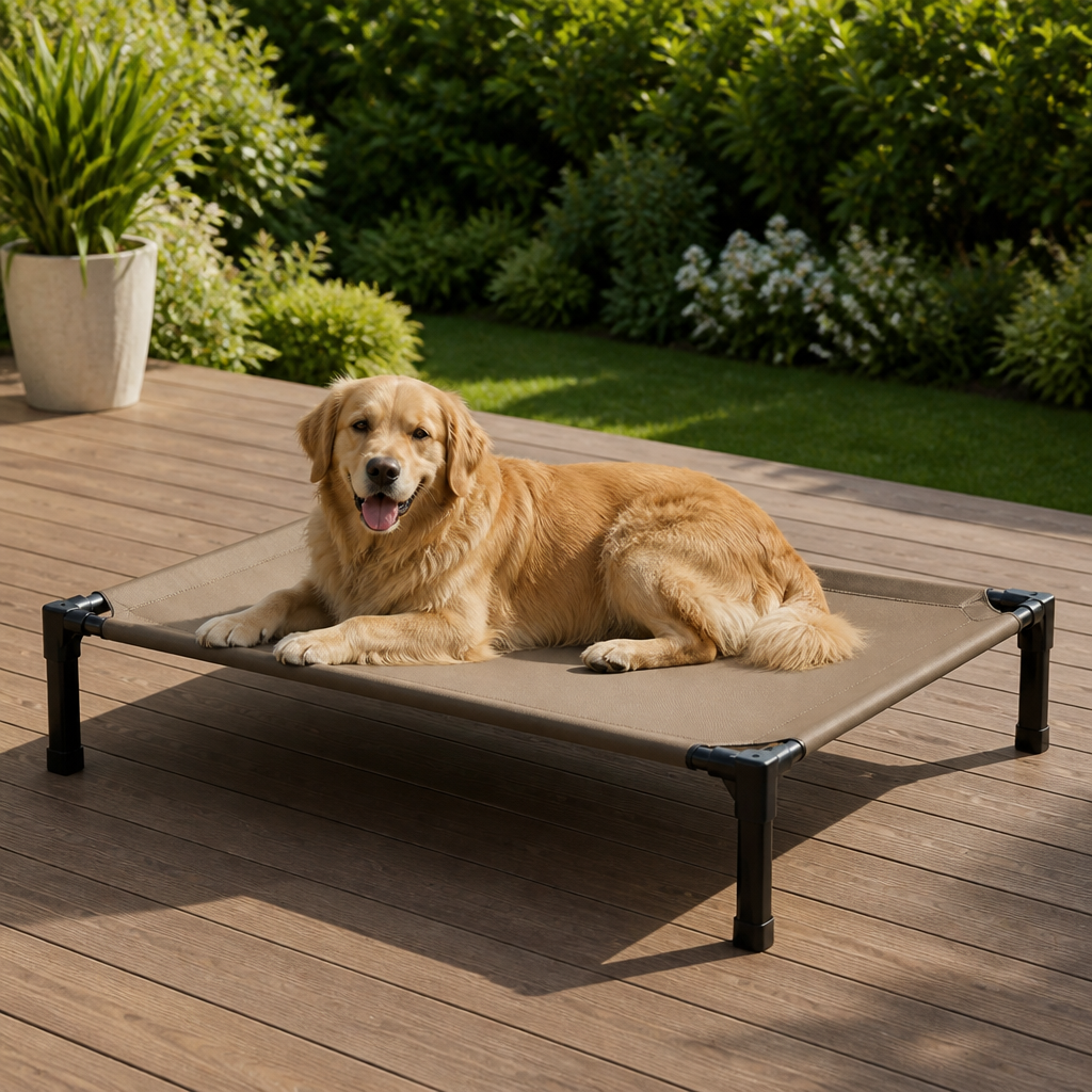 Ortekor Elevated Aluminum Outdoor Dog Bed (Removable Canopy)