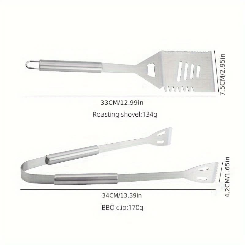 GRILLMASTER – Juego de herramientas para barbacoa de acero inoxidable con estuche de transporte