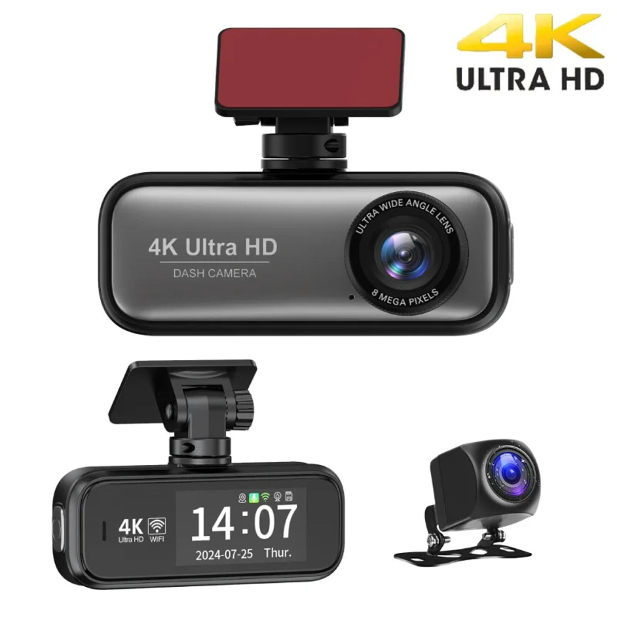 4K Dual-Lens Car Camera with WiFi Monitoring & GPS Tracking for Front & Rear Recording