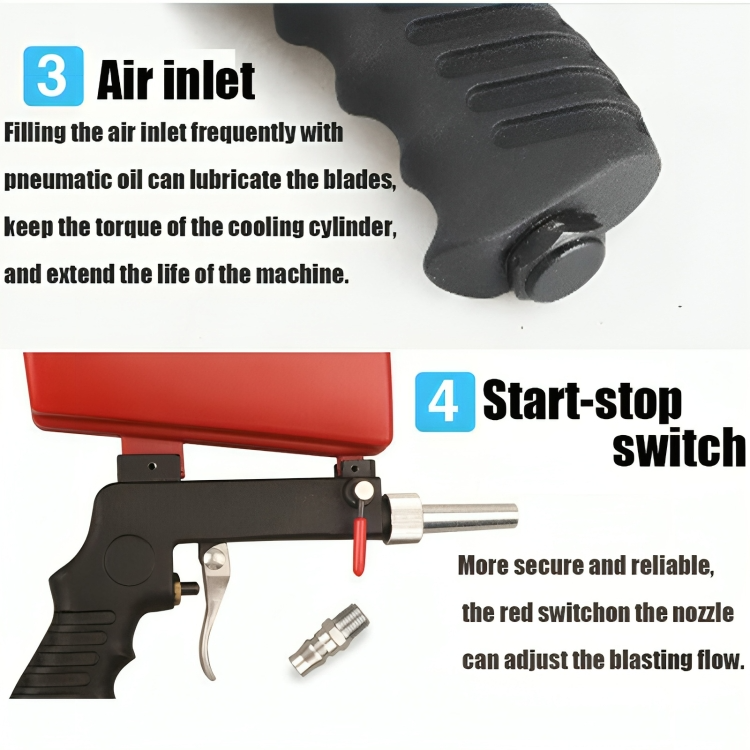 Air-Powered Abrasive Blaster with Steel Construction and 0.26 in Nozzle for Garage Workshop Auto Body Prep Corrosion Stripping