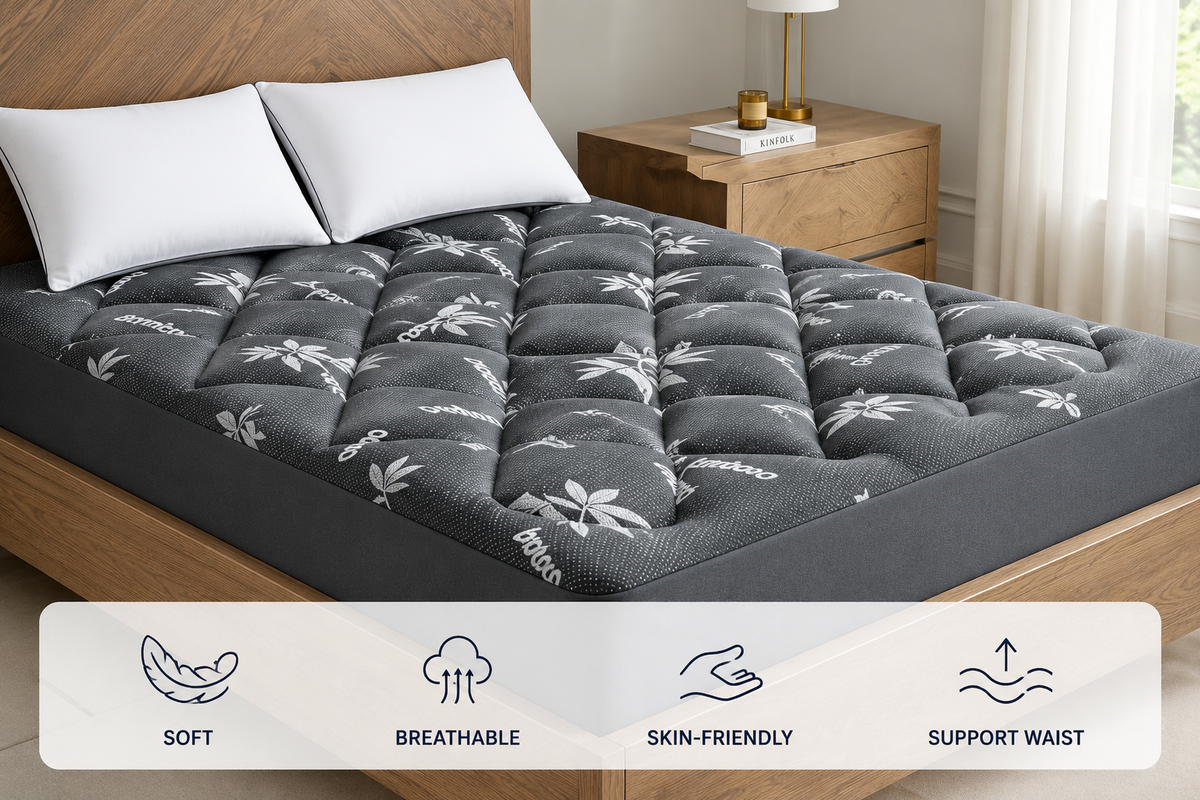 Eco Comfort | Viscose Bamboo Mattress Topper with Pillow Top Design | Deep Pocket for Ultimate Softness and Support