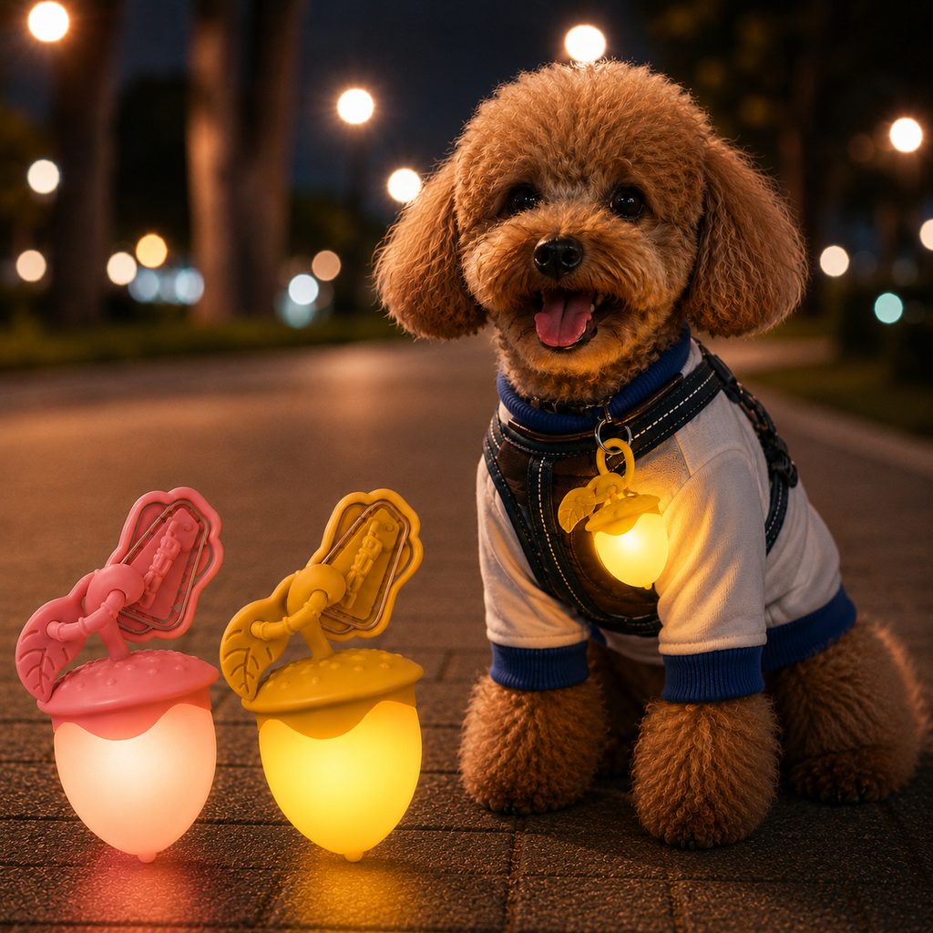 Ortekor AcornGlow USB-C Rechargeable Pet Safety Light for Night Walks - Clip-On Acorn LED Charm for Collars, Harnesses & Leashes to Help Dogs Stay Visible After Dark