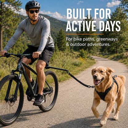 Ortekor Hands-Free Dog Bike Leash with Shock-Absorbing Bungee – Bike-Mounted Side Arm for Controlled Side-by-Side Runs