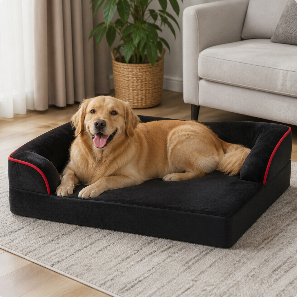 Ortekor Orthopedic Egg-Crate Foam & Non-Slip Dog Bed (Removable Washable Cover)