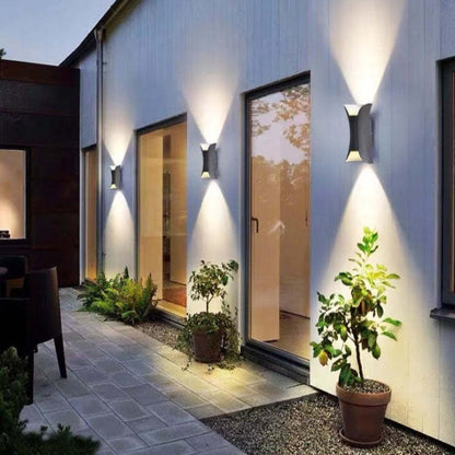 Architectural LED Sconce Fixture Up Down Light Metal Weatherproof Exterior for Entrance Patio Porch Driveway Terrace Modern Minimalist Ambie