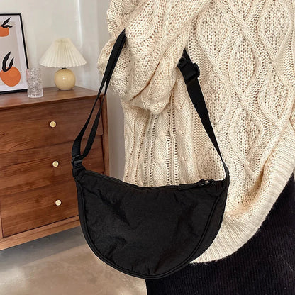 Pleated Hobo Crossbody Bag for Women – Lightweight Nylon Shoulder Purse with Ruched Design for Everyday Carry & Travel