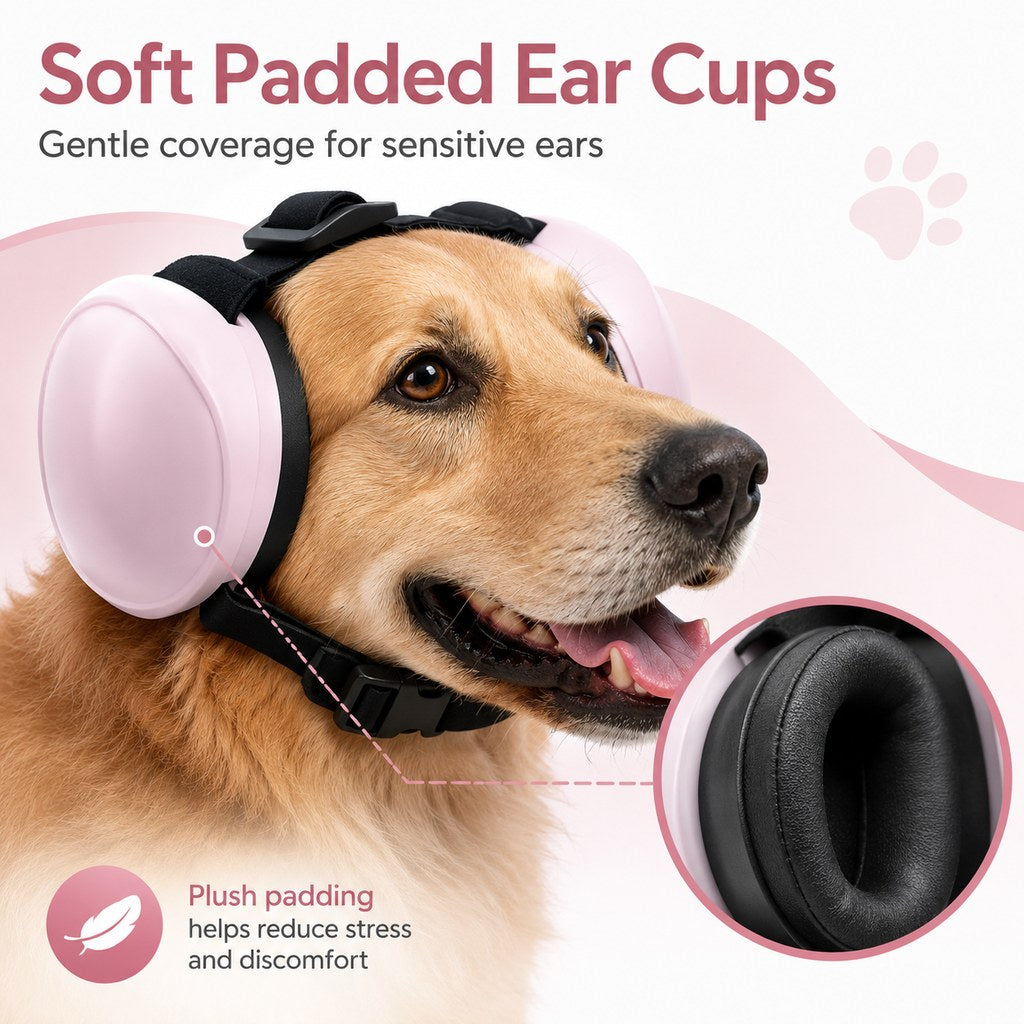 Ortekor Dog Noise-Reducing Ear Muffs for Fireworks, Thunderstorms & Grooming - Adjustable Anxiety Comfort Ear Protection for Medium & Large Dogs