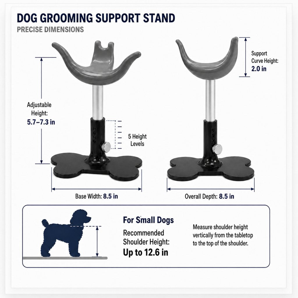 Ortekor Adjustable Dog Grooming Support Stand for Small Dogs – Helps Reduce Sitting During Trimming, Brushing & Drying
