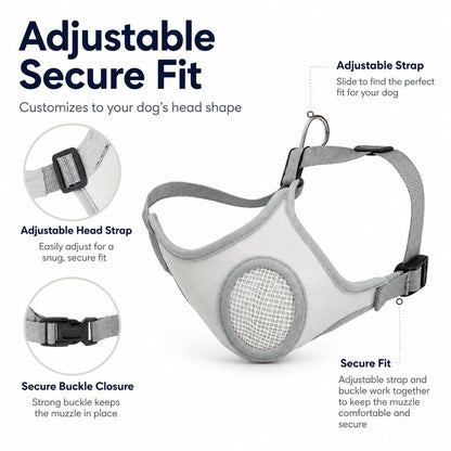 Ortekor Breathable Dog Muzzle for Walks, Grooming & Vet Visits - Soft Adjustable Mesh Muzzle to Help Reduce Biting, Chewing & Barking