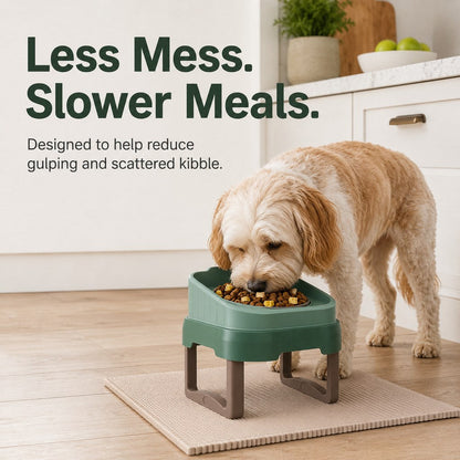 Ortekor Adjustable Elevated Slow Feeder Pet Bowl for Cats & Small Dogs - Less Mess, Slower Meals & Easy Cleaning