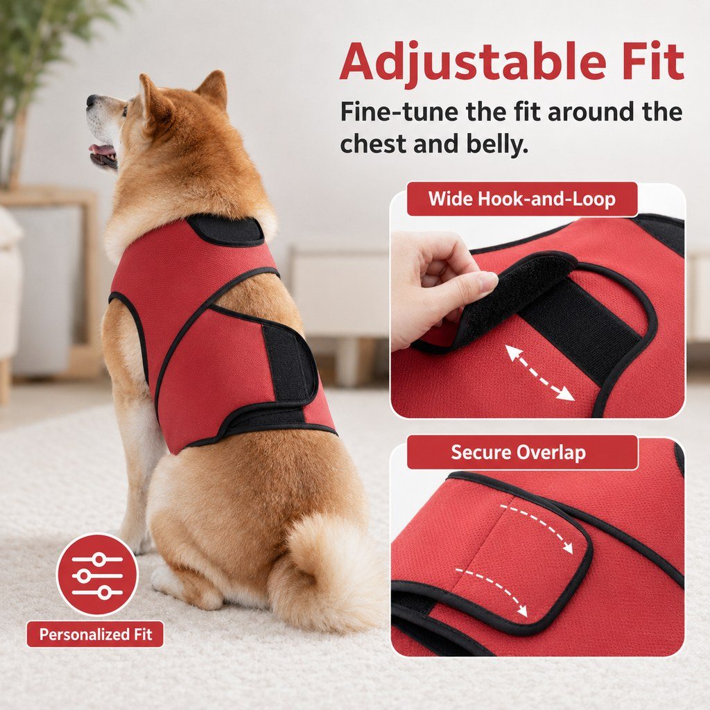 Ortekor Dog Comfort Wrap Vest for Thunderstorms, Fireworks & Travel - Adjustable Hug-Like Support for Nervous Dogs