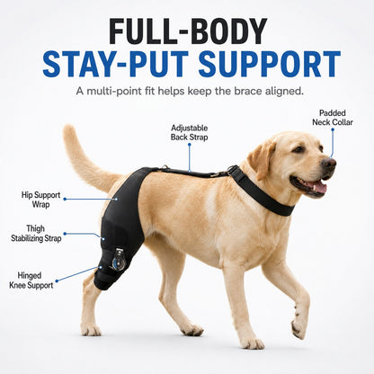 Ortekor Adjustable Hinged Dog Knee Brace for Daily Walks - Rear Leg Support for Unsteady Steps