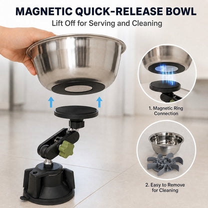 Ortekor Adjustable Suction-Mount Slow Feeder Bowl for French Bulldogs, Cats & Small-to-Medium Dogs - Floor or Vertical Setup Helps Reduce Sliding